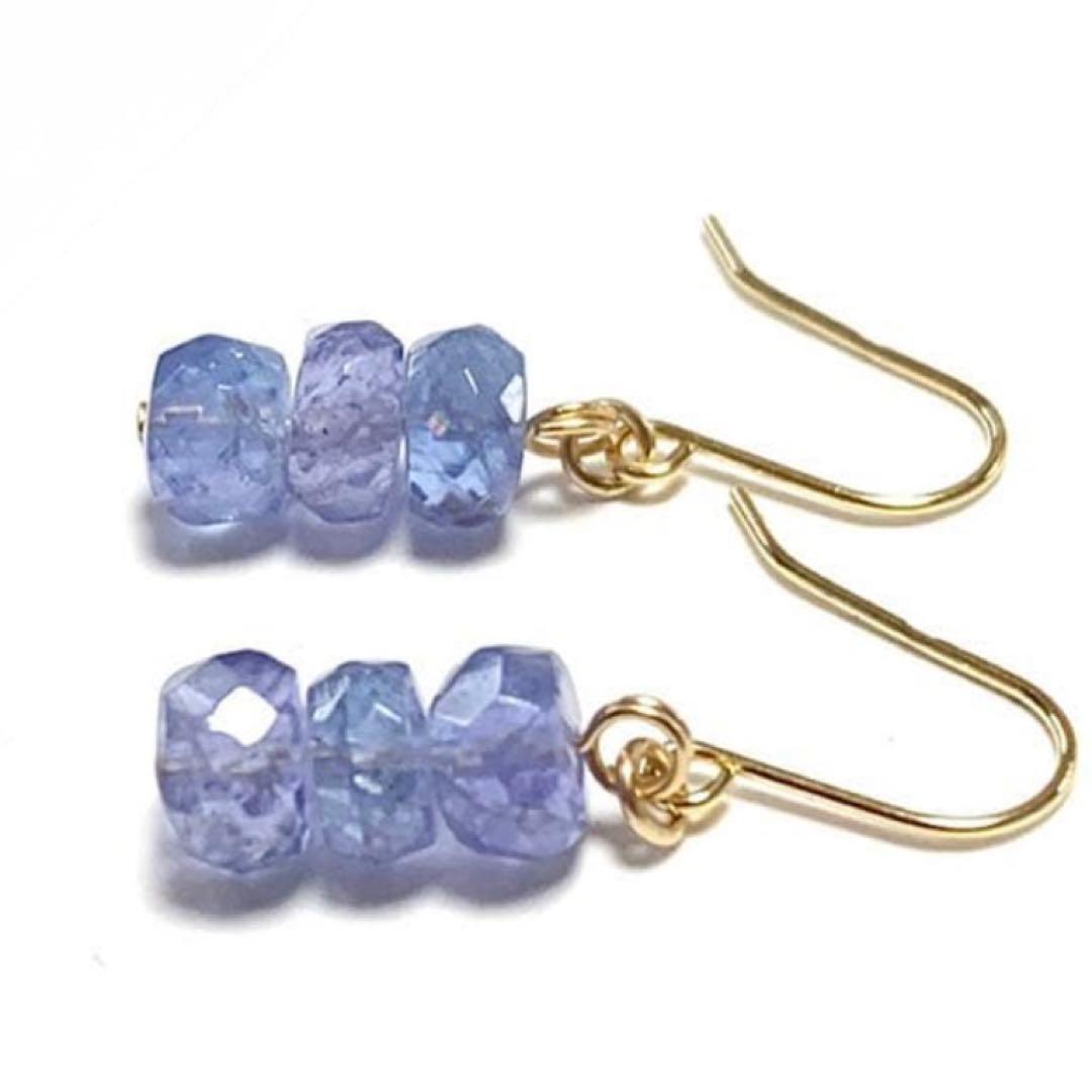 【Rtav】特価 K18 AAA タンザナイト トリプルタイプ フックピアス