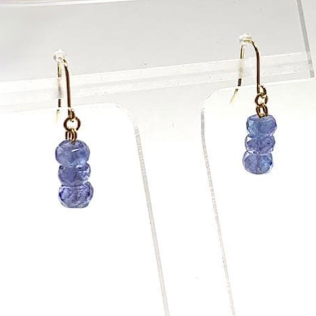 【Rtav】特価 K18 AAA タンザナイト トリプルタイプ フックピアス