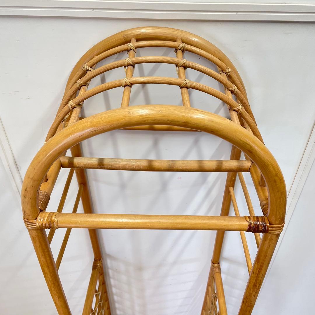 籐ラタン アーチ型 ハンガーラック コートハンガー 引き出し ビンテージ