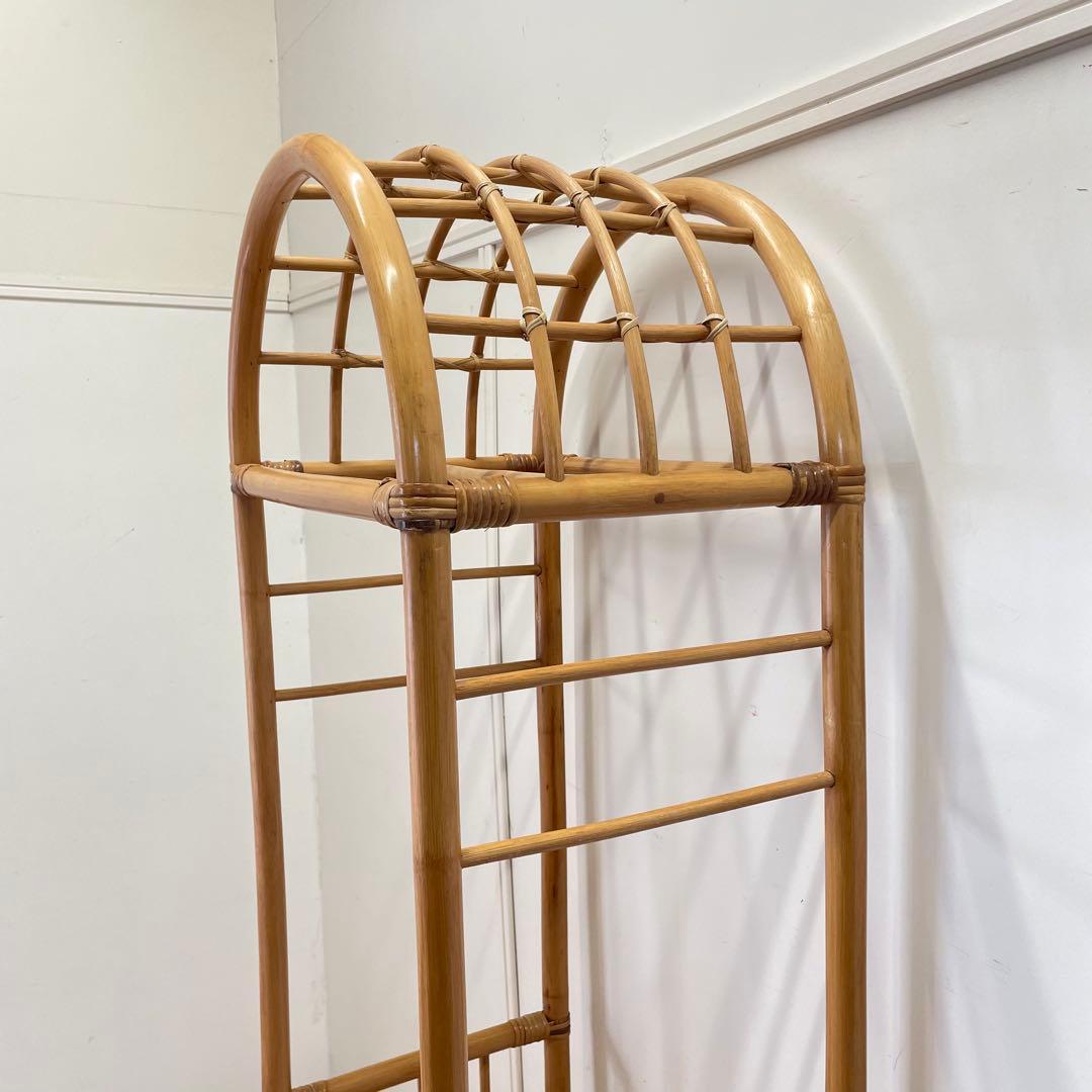 籐ラタン アーチ型 ハンガーラック コートハンガー 引き出し ビンテージ