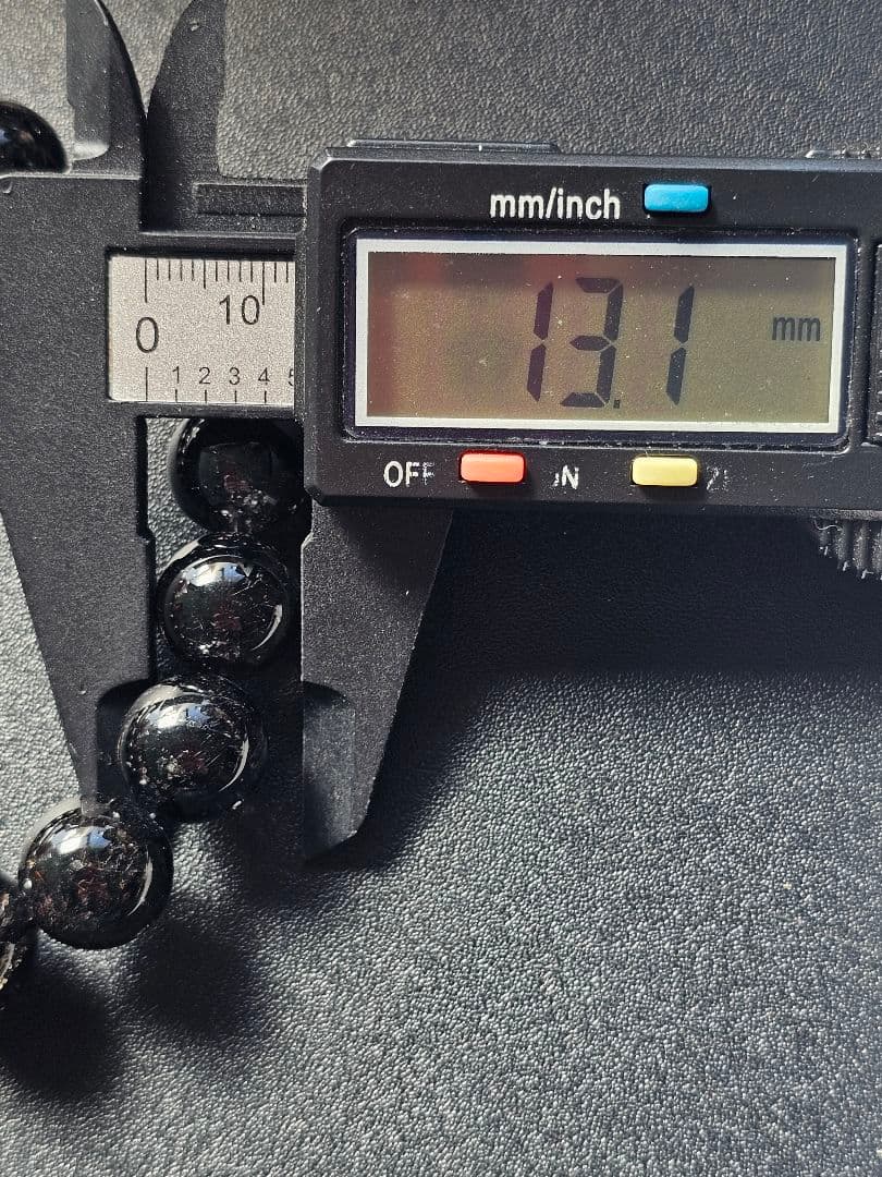 ②13mm　ブラックルチルクォーツ　ブレスレット