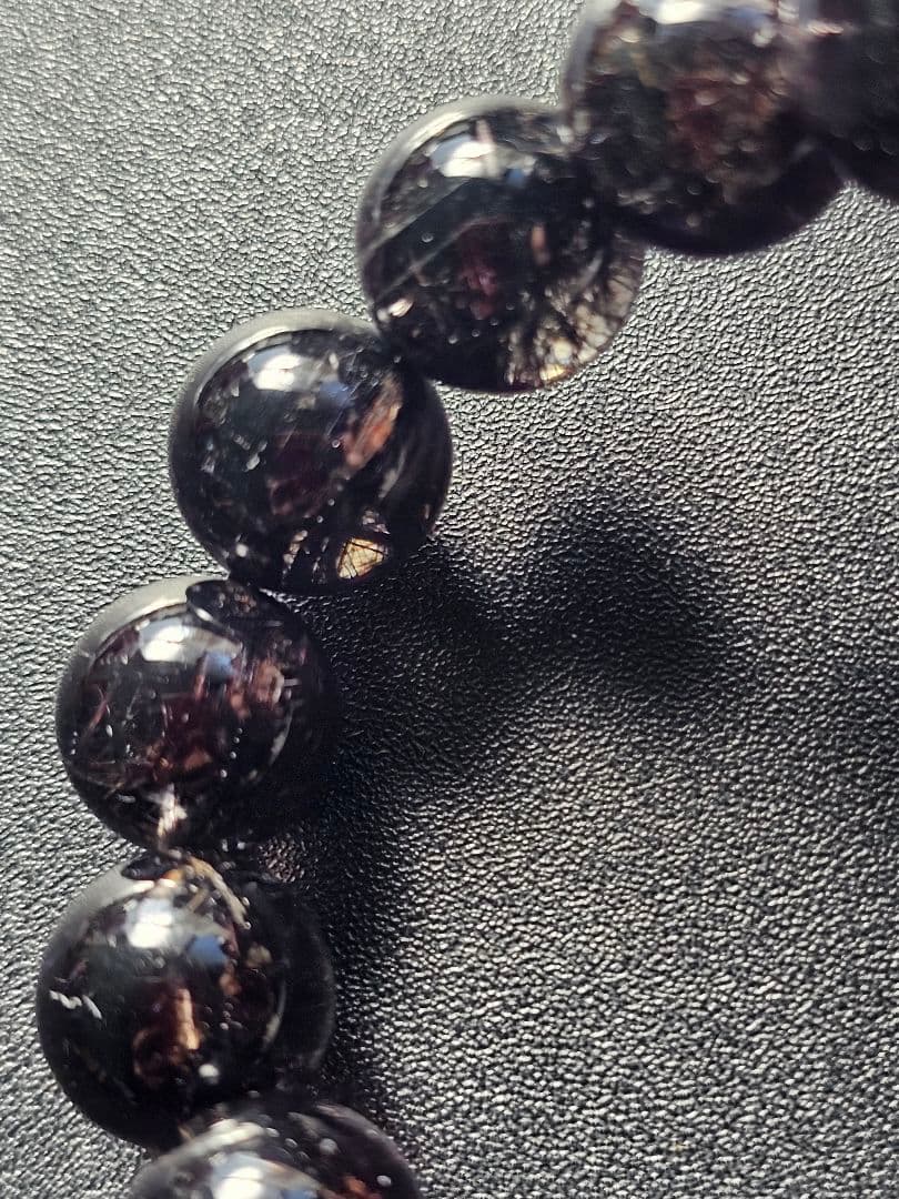 ②13mm　ブラックルチルクォーツ　ブレスレット