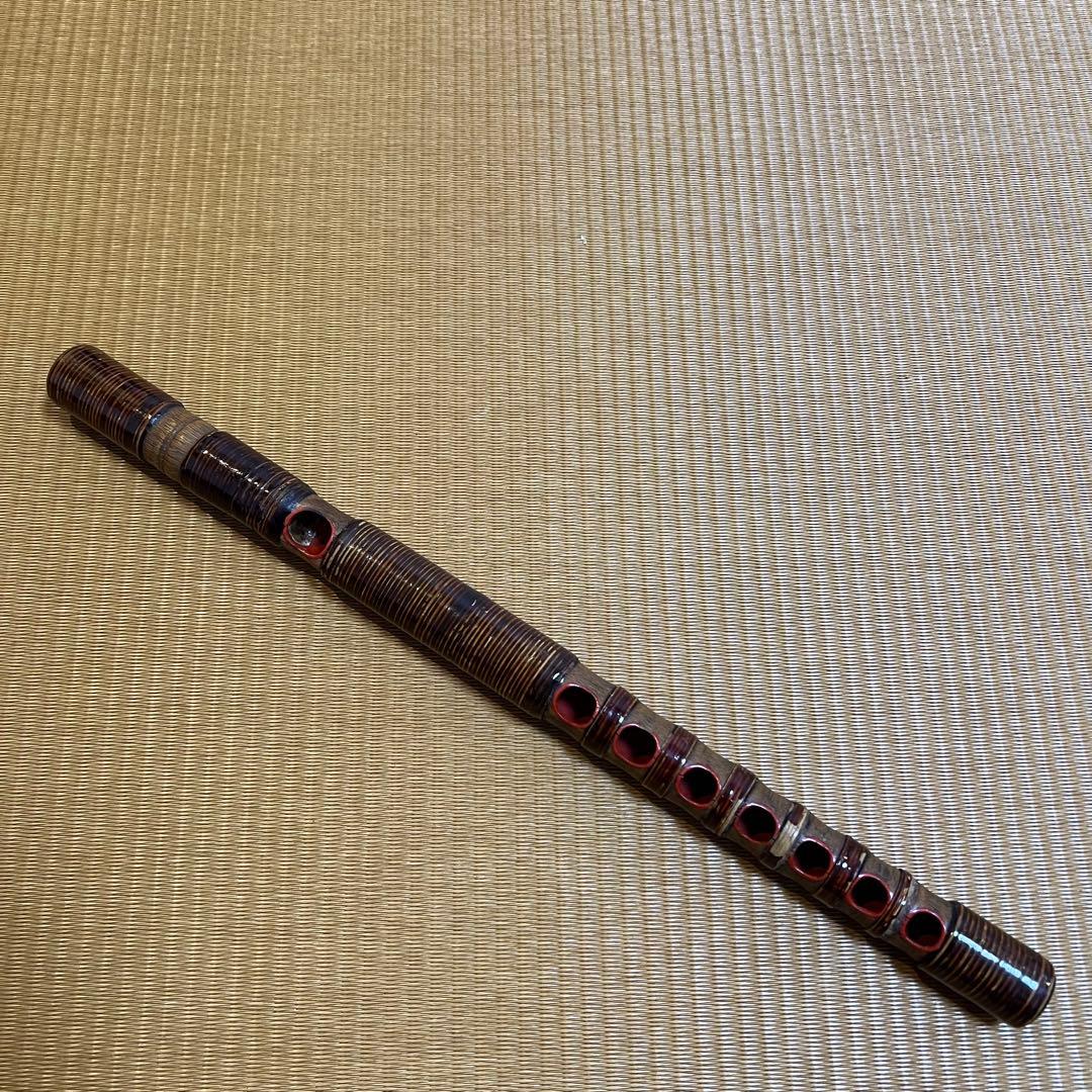 龍笛 煤竹 本管 籐巻き 専用笛袋付