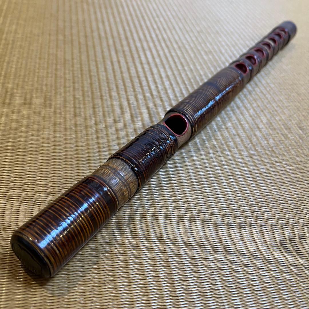 龍笛 煤竹 本管 籐巻き 専用笛袋付