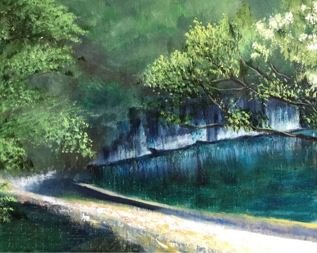 油絵「　湖畔　」F8号