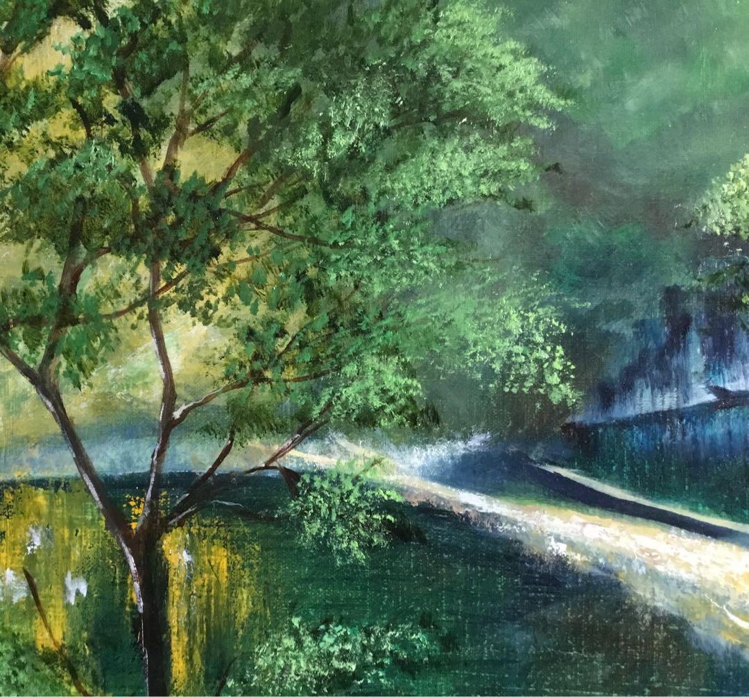 油絵「　湖畔　」F8号