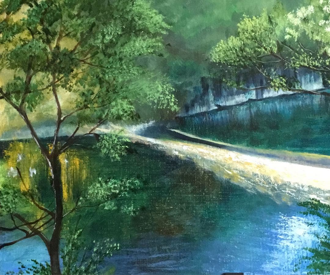 油絵「　湖畔　」F8号