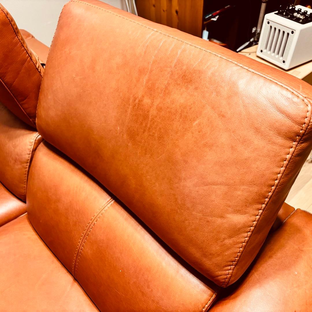 ブラウンレザー リクライニングソファ 2人掛け