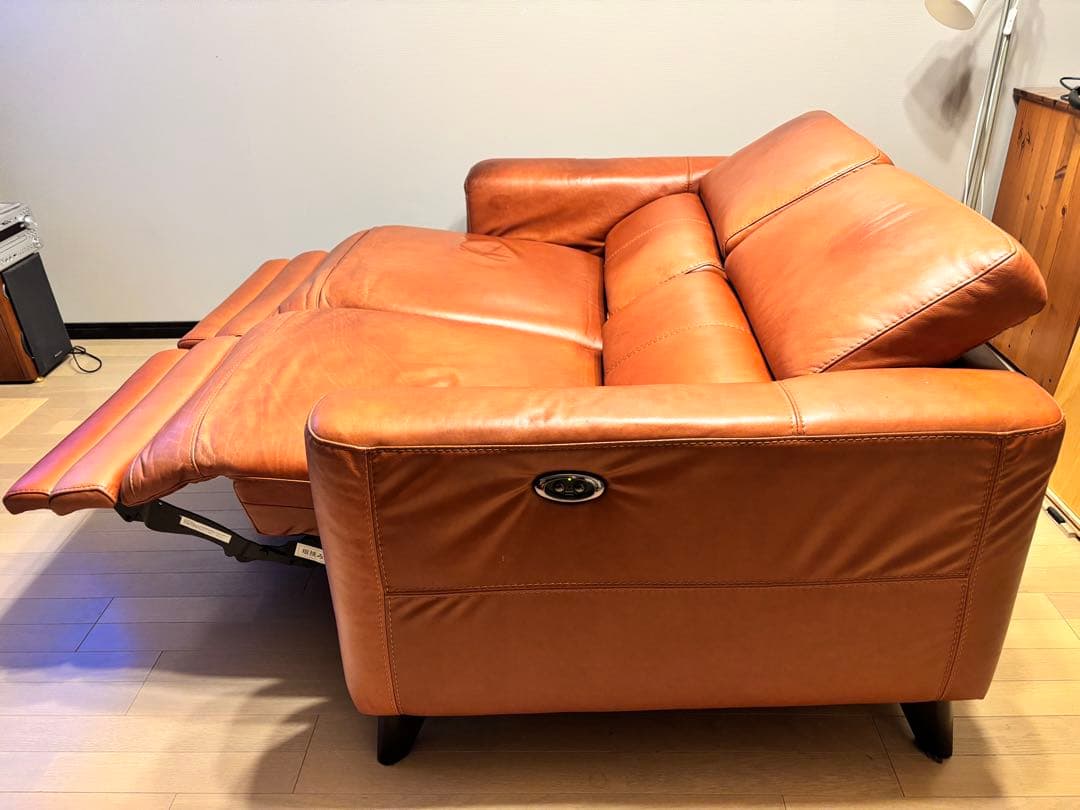 ブラウンレザー リクライニングソファ 2人掛け