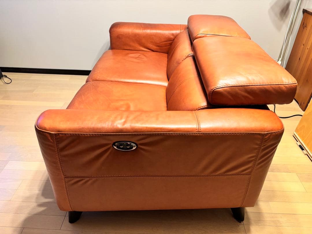 ブラウンレザー リクライニングソファ 2人掛け