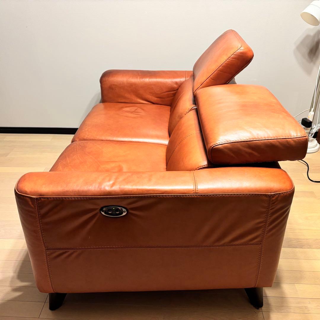 ブラウンレザー リクライニングソファ 2人掛け