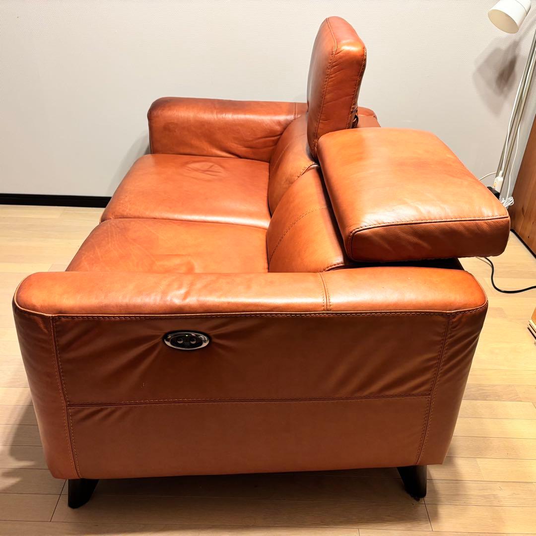 ブラウンレザー リクライニングソファ 2人掛け