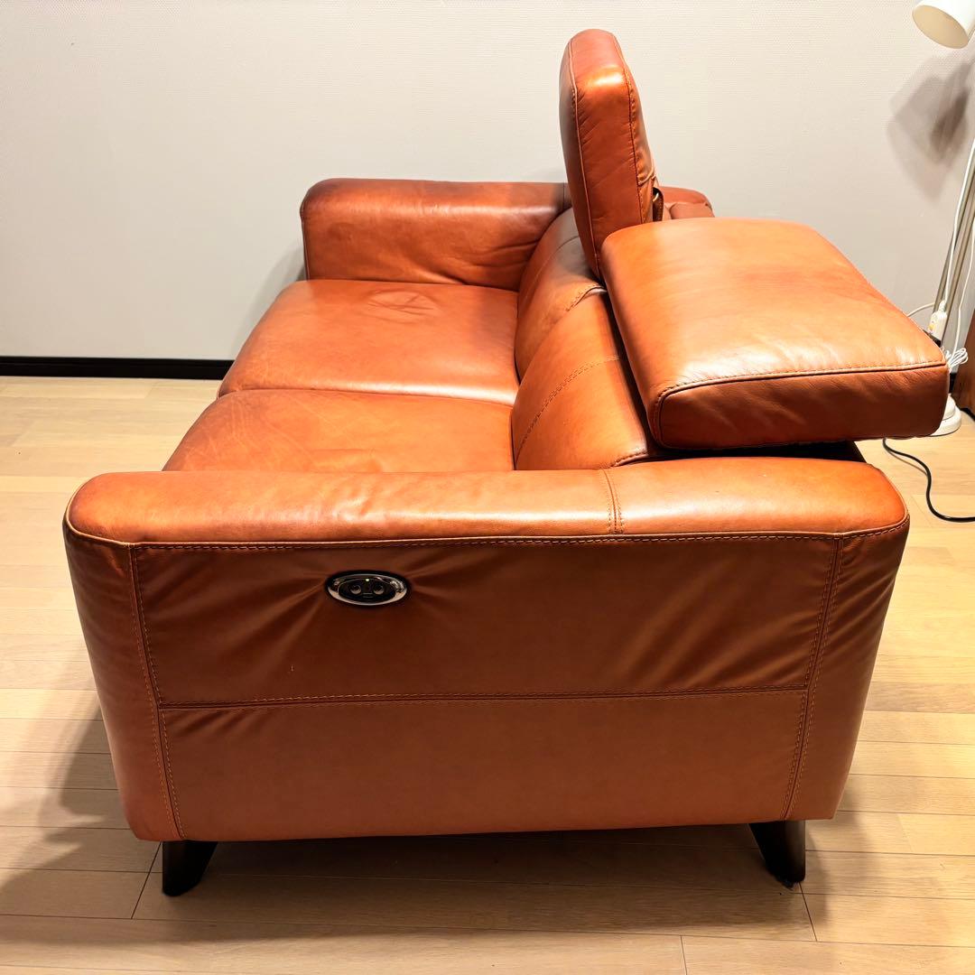 ブラウンレザー リクライニングソファ 2人掛け