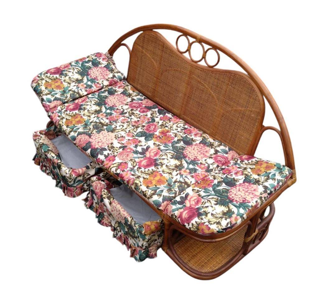 drop❁⃘*.゜ ラタン製花柄ソファベッド