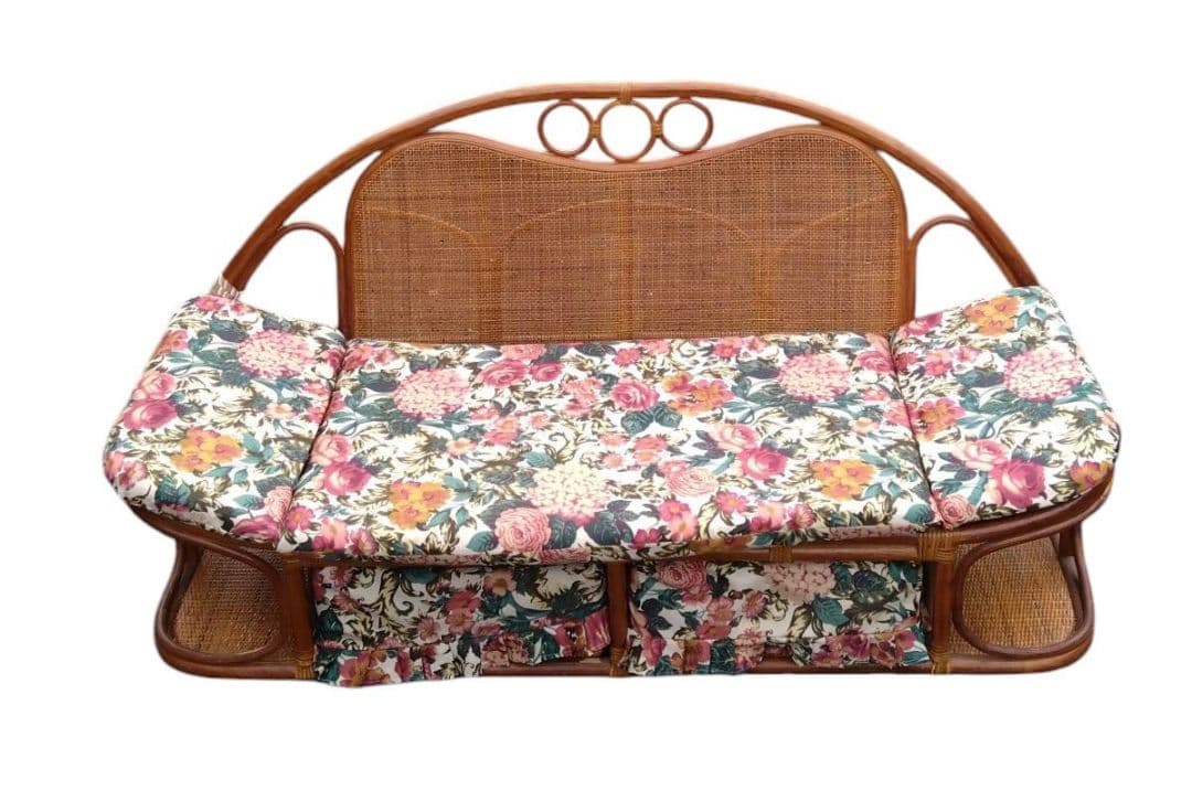 drop❁⃘*.゜ ラタン製花柄ソファベッド