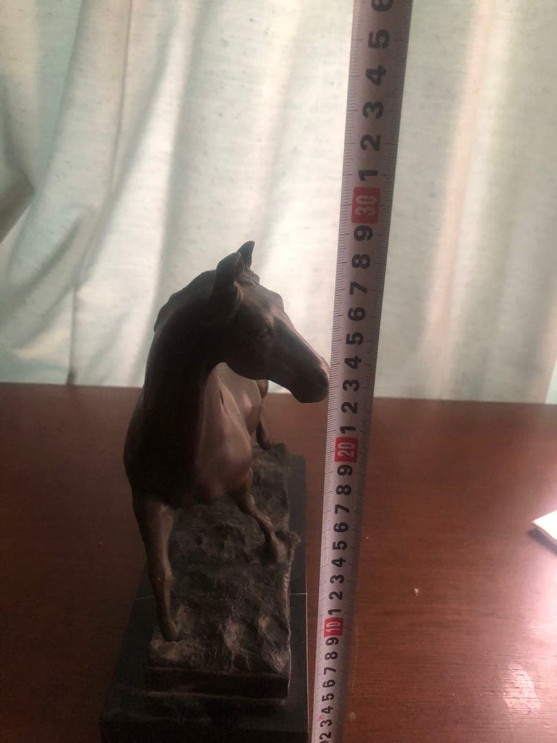 フランス製 ブロンズ馬彫刻 大理石ベース付き 28cm 美術品級