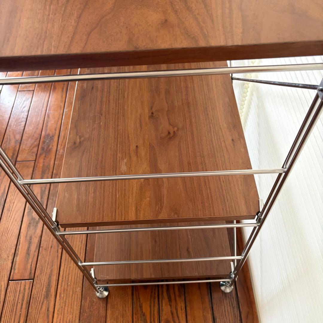 お値下げ中☆ 無印 ステンレスユニットシェルフ ウォールナット 小 ワイド