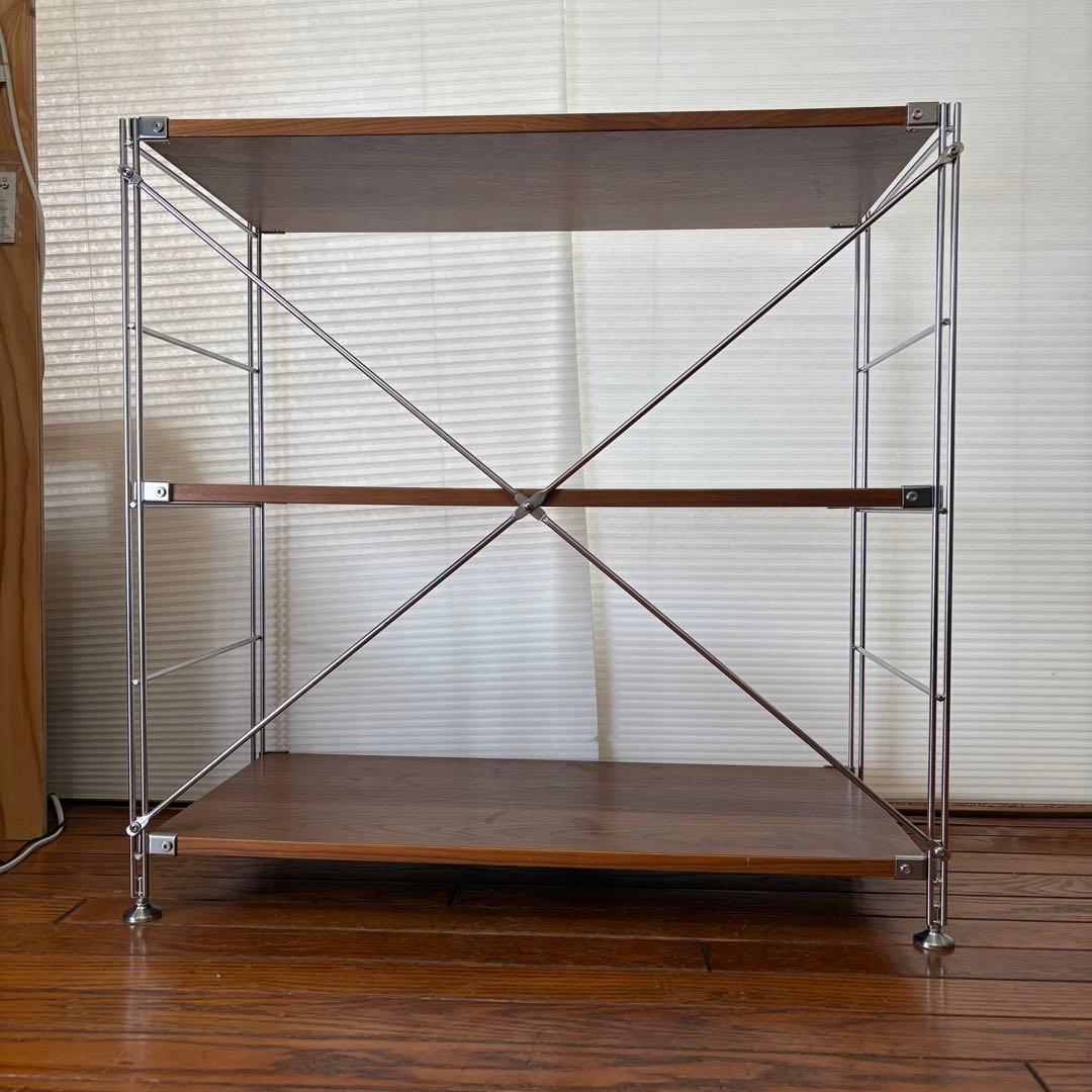 お値下げ中☆ 無印 ステンレスユニットシェルフ ウォールナット 小 ワイド