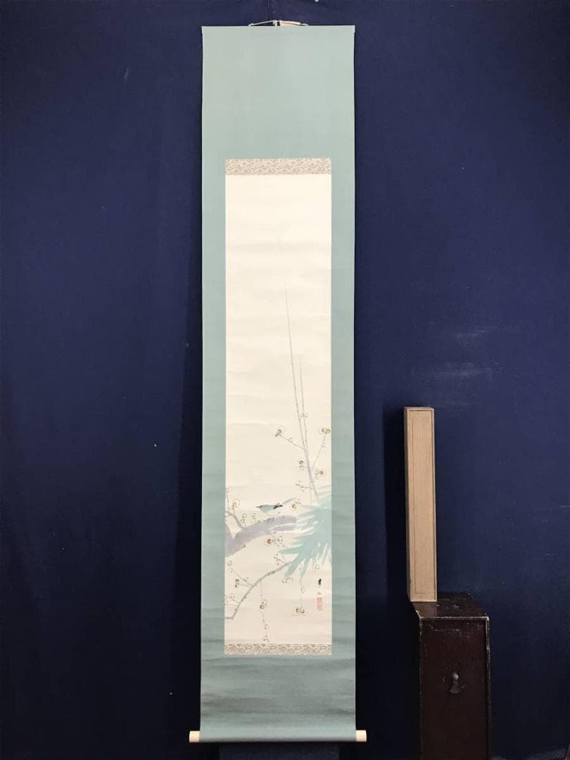 真作/小林清起/梅に鴬図/梅花図/花鳥図/花図/掛軸/名家伝来/AD-864