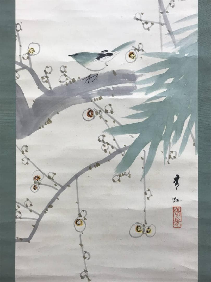 真作/小林清起/梅に鴬図/梅花図/花鳥図/花図/掛軸/名家伝来/AD-864