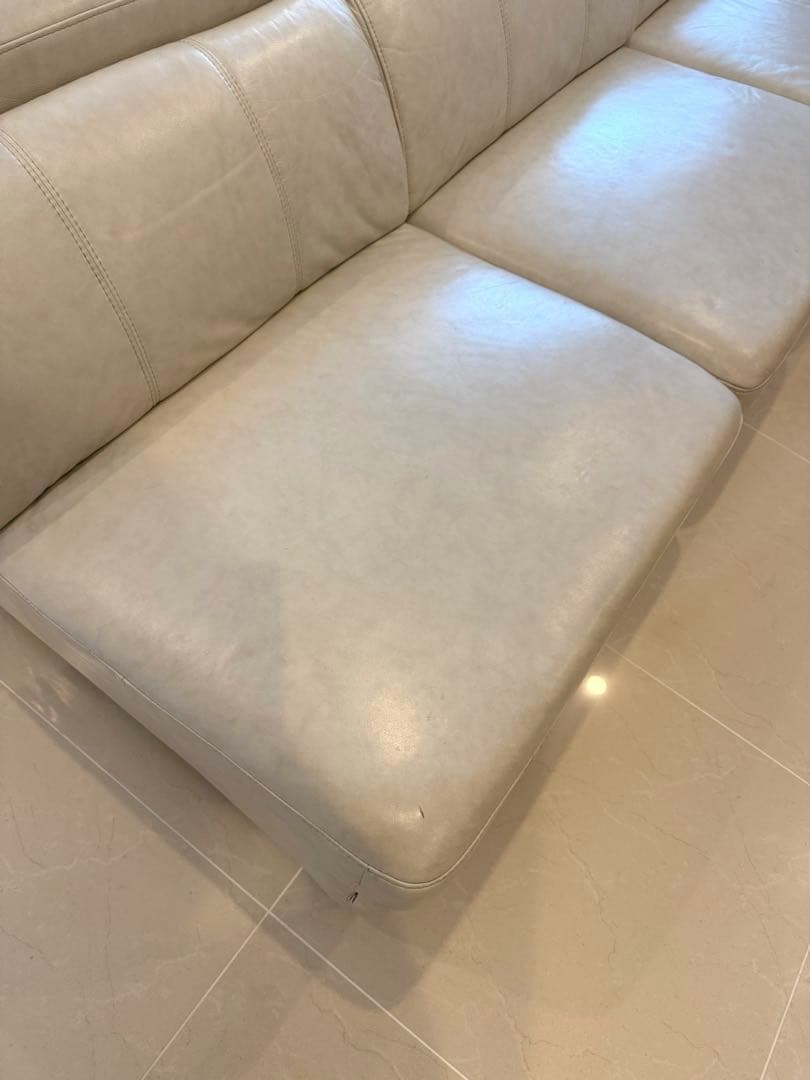 美品‼️総革‼️イタリアンレザー✨ソファー✨ヘッドリクライニング付き✨ベージュ