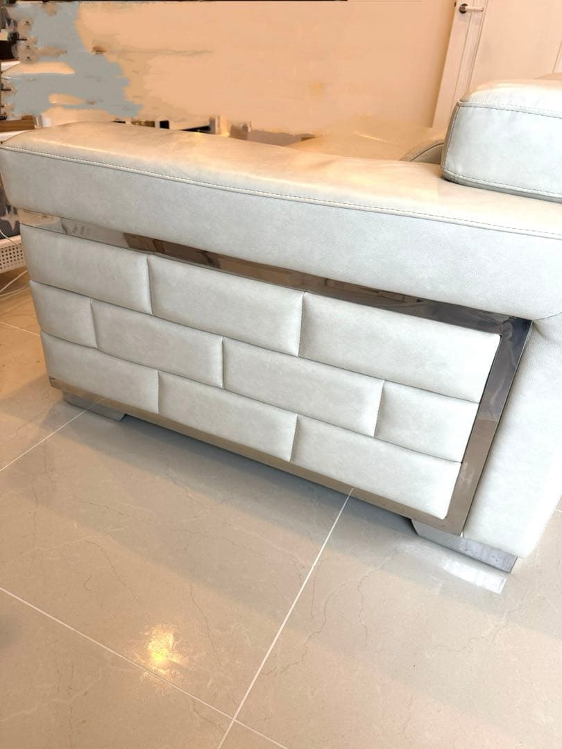 美品‼️総革‼️イタリアンレザー✨ソファー✨ヘッドリクライニング付き✨ベージュ