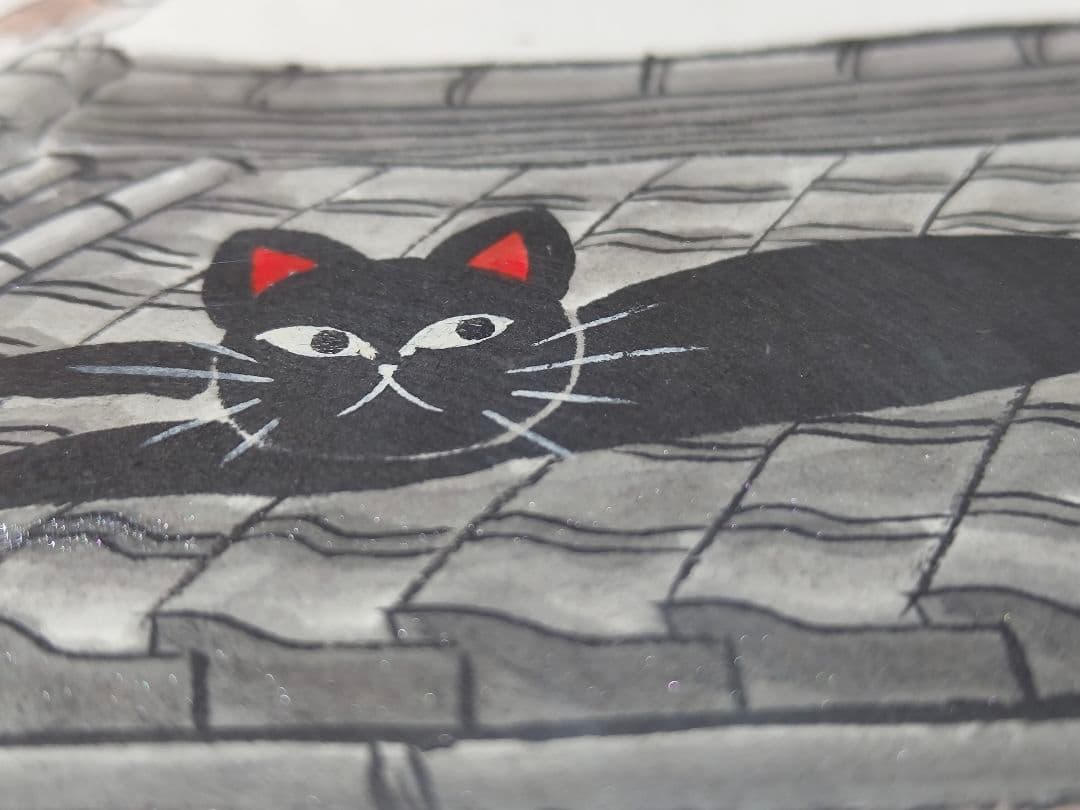 美品【糸井 忠晴】墨彩画 フレーム付き直筆原画色紙 原画 有馬温泉/町屋の薬屋