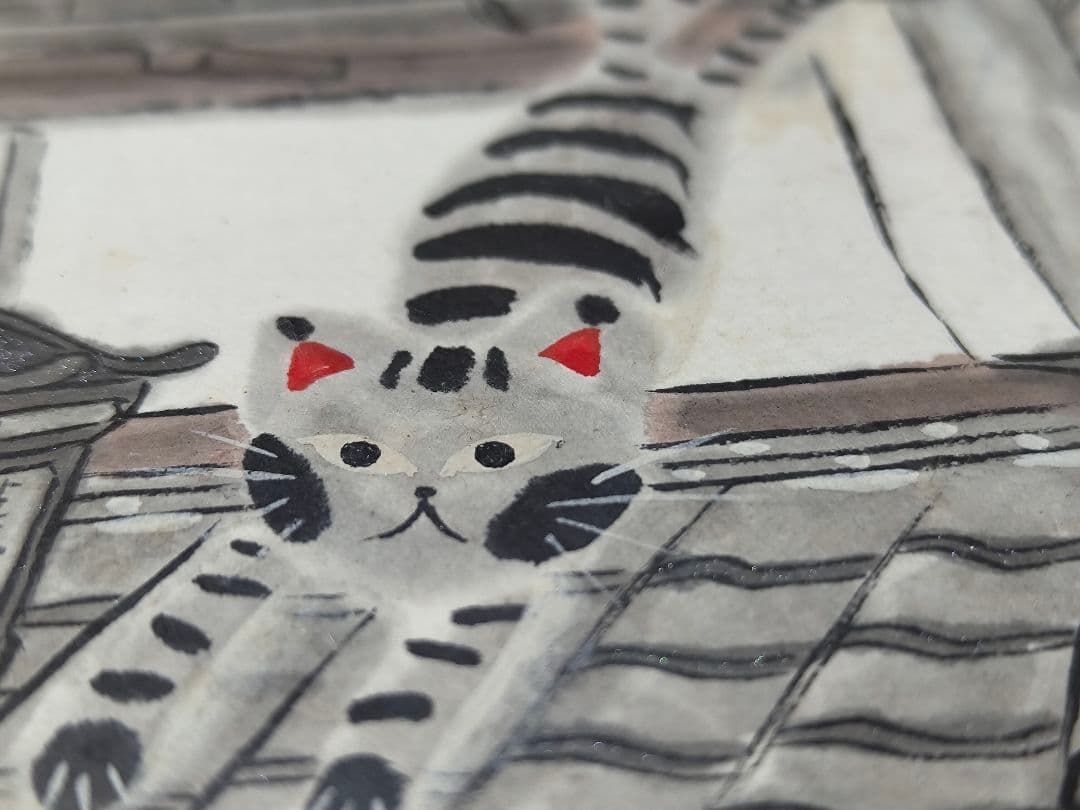 美品【糸井 忠晴】墨彩画 フレーム付き直筆原画色紙 原画 有馬温泉/町屋の薬屋