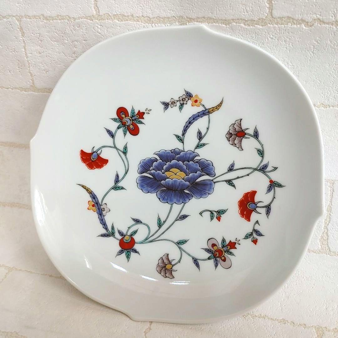 十三代柿右衛門窯絵付師 舘林古琳庵作 色赤絵花文輪花皿 三客揃