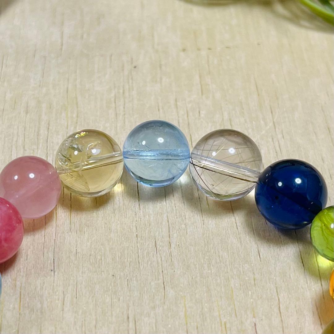 天然琥珀・天然石（ラリマー、インカローズ、ブルートパーズ等）大粒ブレスレット