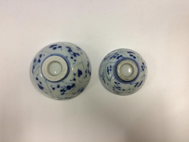 ★大正~昭和初期★　染付ナズナ文小碗　2個組