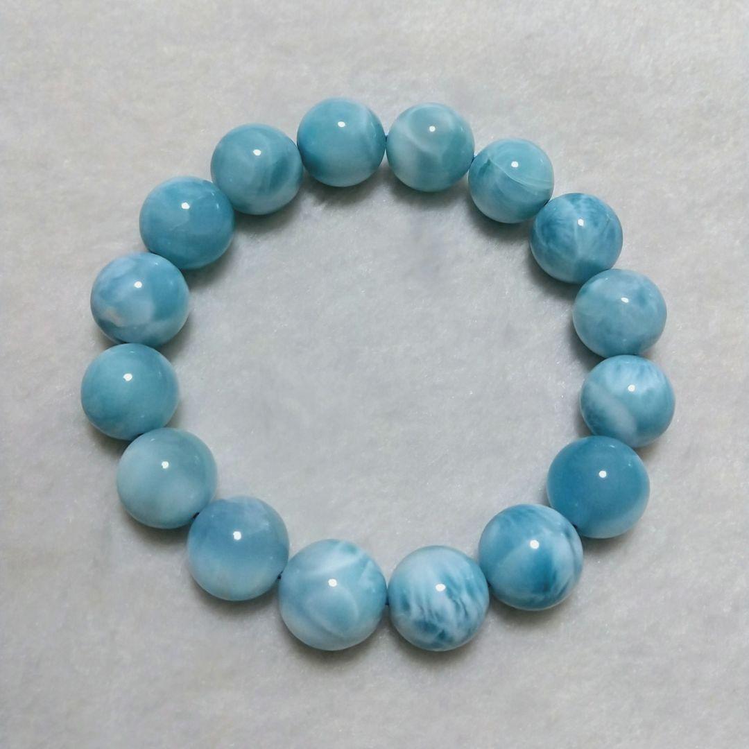 【良質】うるぷるラリマー １３㎜　ブレスレット　美品　ブルーペクトライト