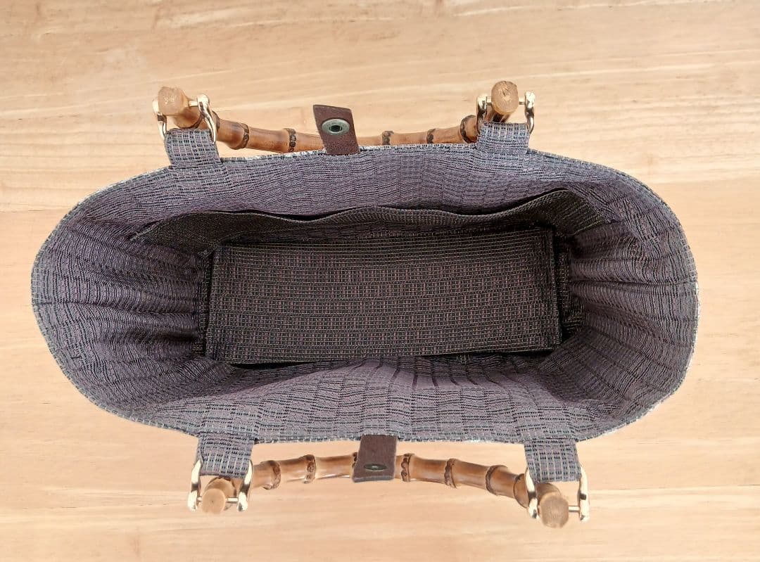 帯リメイク★ハンドメイドトートバッグ★薄茶色地に蔦模様　正絹　袋帯