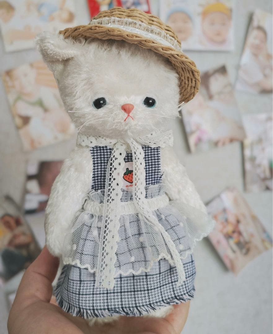 ガーデニング好きな白猫さん ぬいぐるみ アーティストベア 海外作家様 ねこ