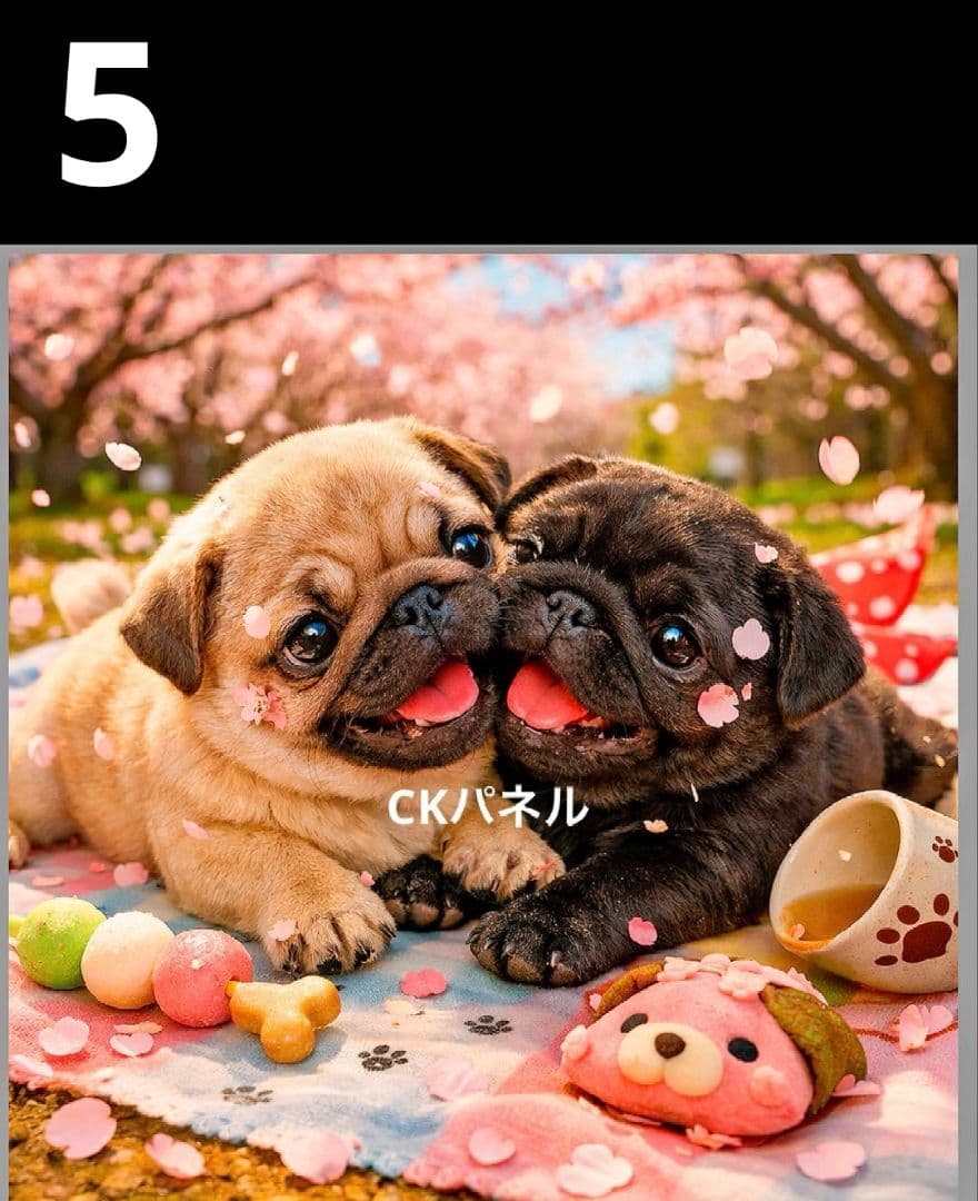 オーダーページ　ハンカチ539 桜並木わんこ柄　ハンドメイド3/10