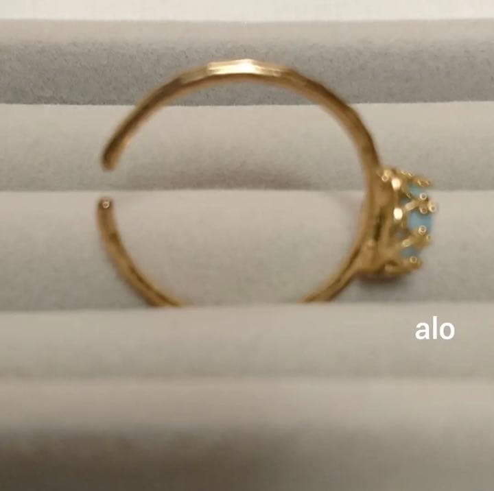 天然石　ラリマー　クラウンベゼルリング　　　　　　　　　　　　（天然石　ピアス）