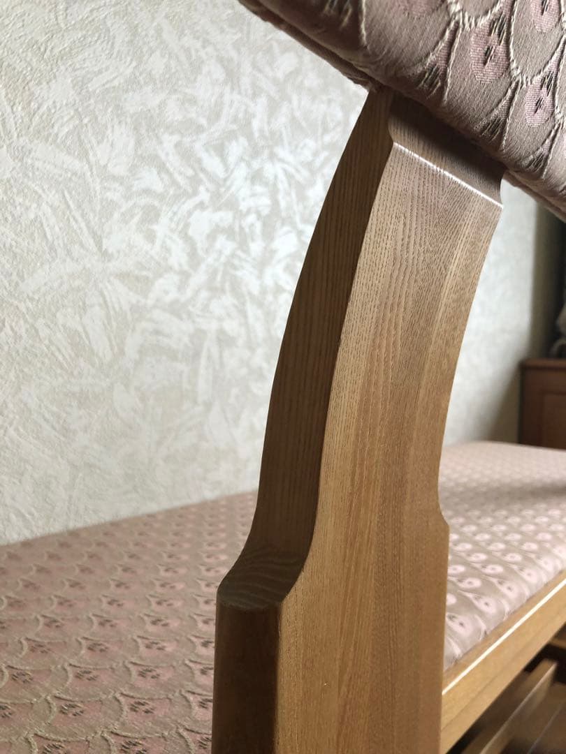 天然木　布貼り　ソファベンチ　3人掛け　組み木　家具　青海波　ピンク送料込み