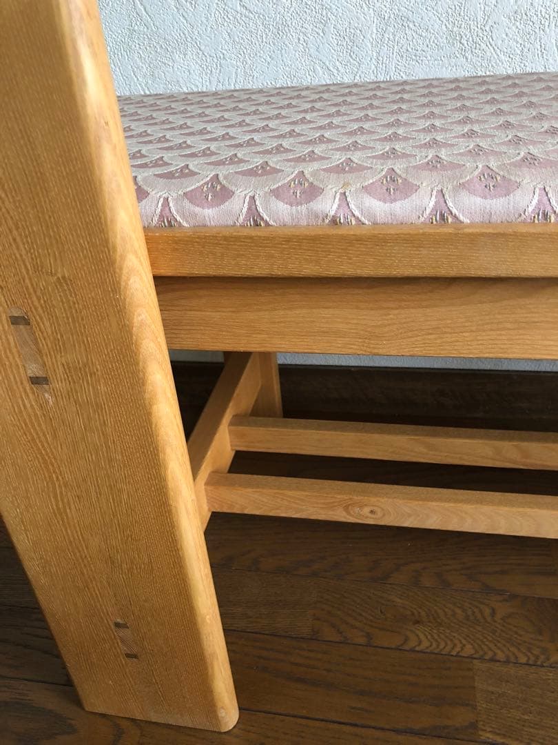 天然木　布貼り　ソファベンチ　3人掛け　組み木　家具　青海波　ピンク送料込み