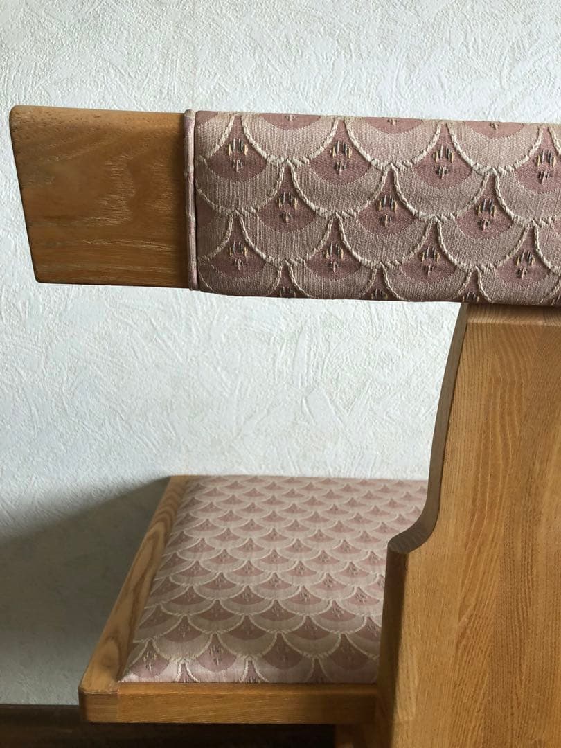 天然木　布貼り　ソファベンチ　3人掛け　組み木　家具　青海波　ピンク送料込み