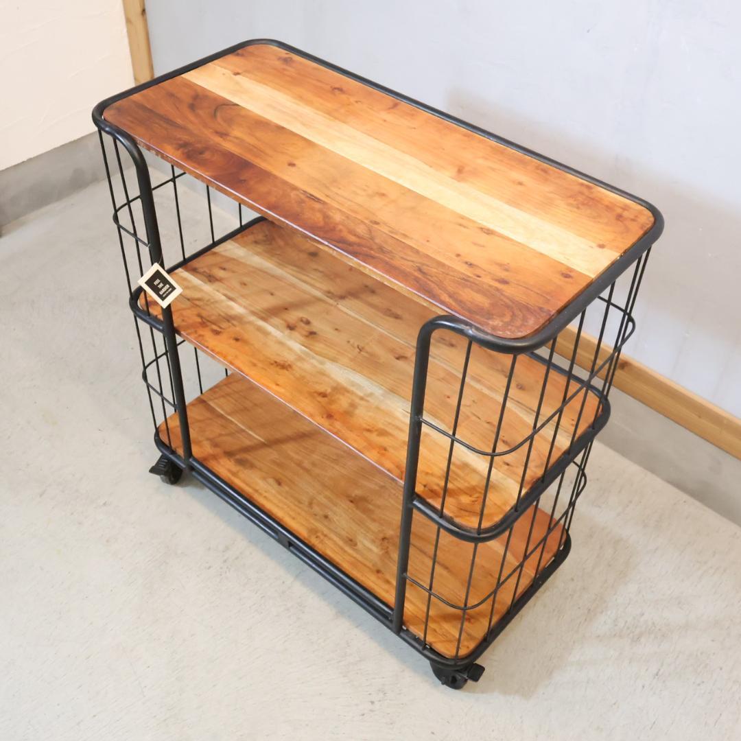 SPICE OF LIFE 3段ワイドワゴンラック オープンシェルフ 工業系