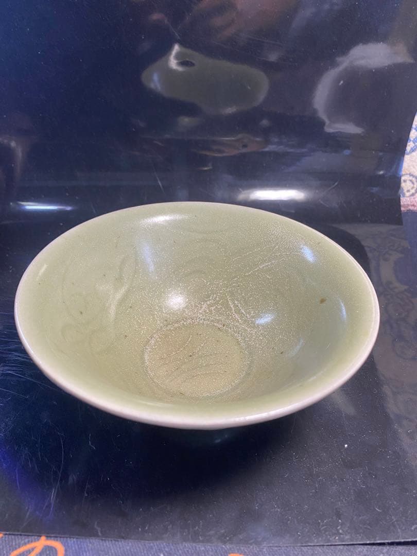 中国古玩　青磁　唐物 時代物　美品 古美術 龍泉　幅約15cm 高約6.5cm