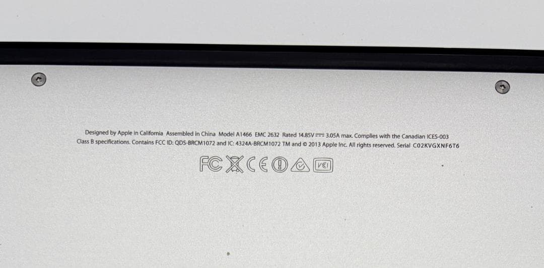 Core i7、MacBook Air 2013、13インチ、8GB、256GB