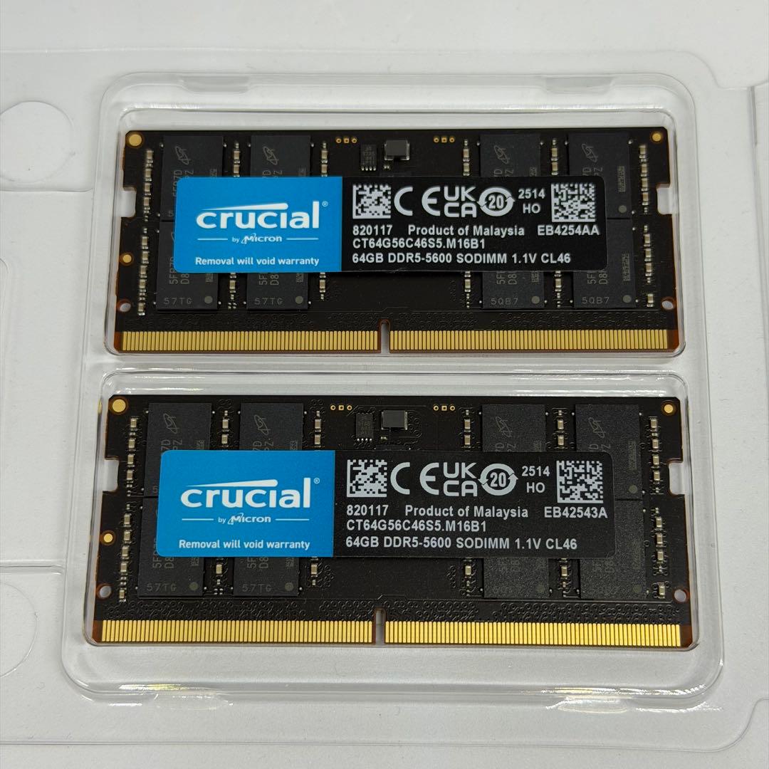 Crucial DDR5-5600 128GB (64GB×2枚) SODIMM