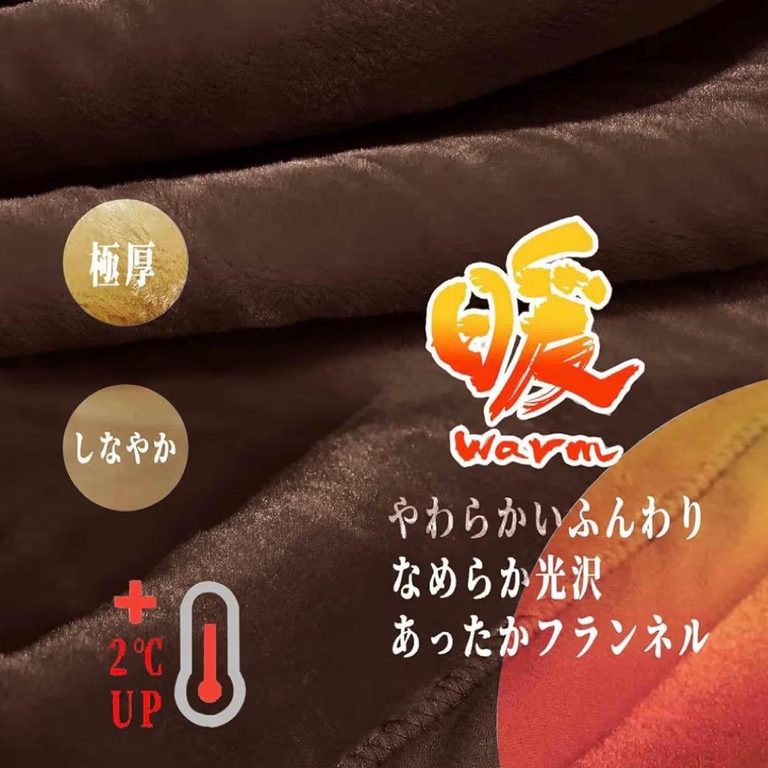 2枚合わせ 毛布 セミダブル 2個 厚手 ブランケット 掛け毛布 ブラウン