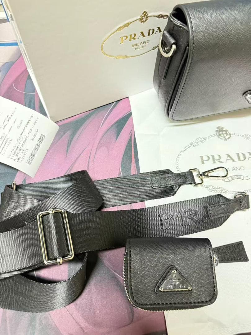 ほぼ新品 極美品ブラックレザーキルティングショルダーバッグ