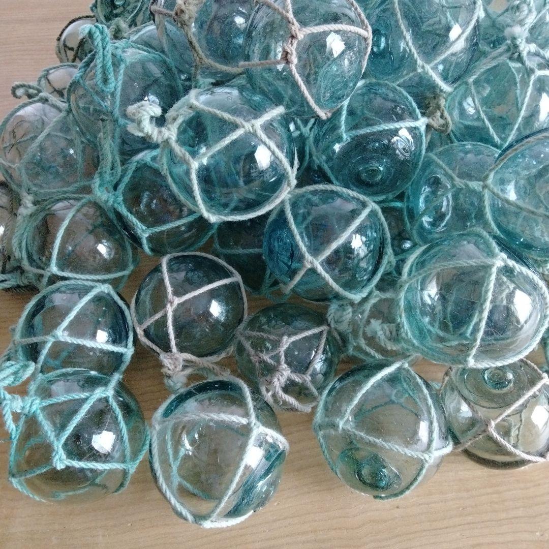 ガラス浮き球　浮き玉　ガラス玉　９１個セット　網紐付き