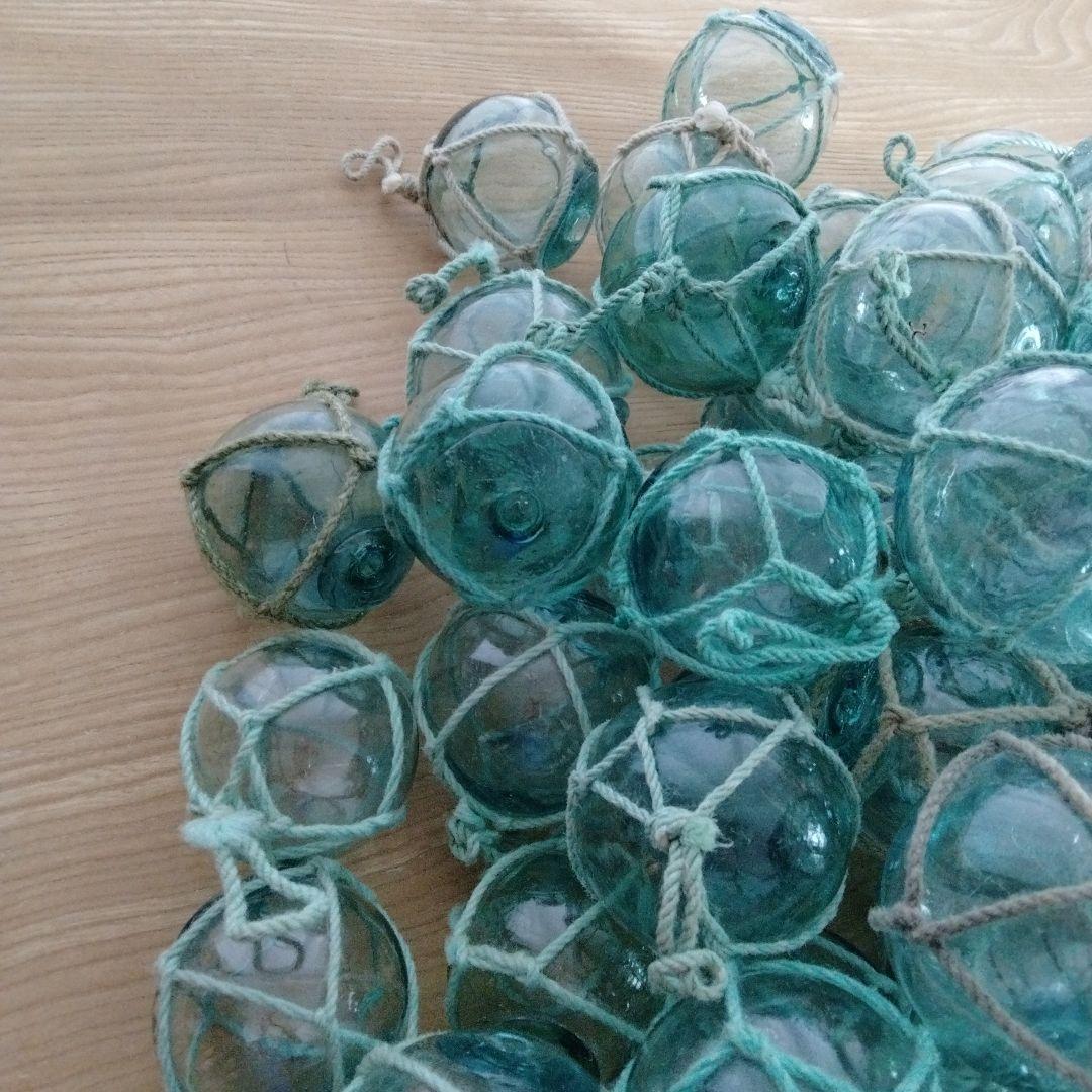 ガラス浮き球　浮き玉　ガラス玉　９１個セット　網紐付き