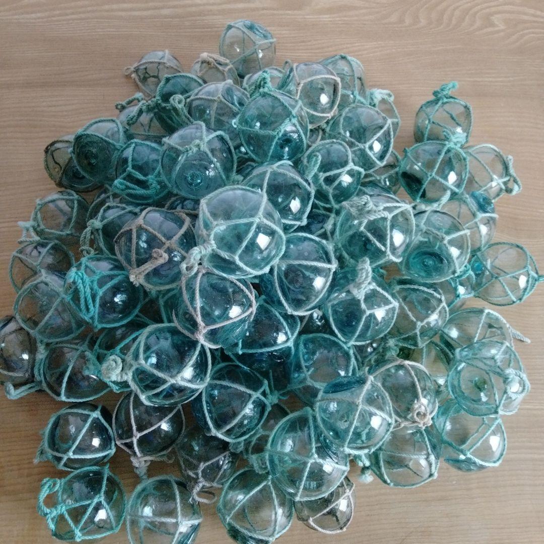 ガラス浮き球　浮き玉　ガラス玉　９１個セット　網紐付き