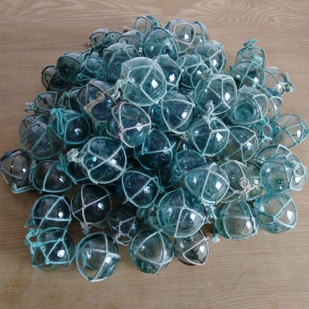 ガラス浮き球　浮き玉　ガラス玉　９１個セット　網紐付き