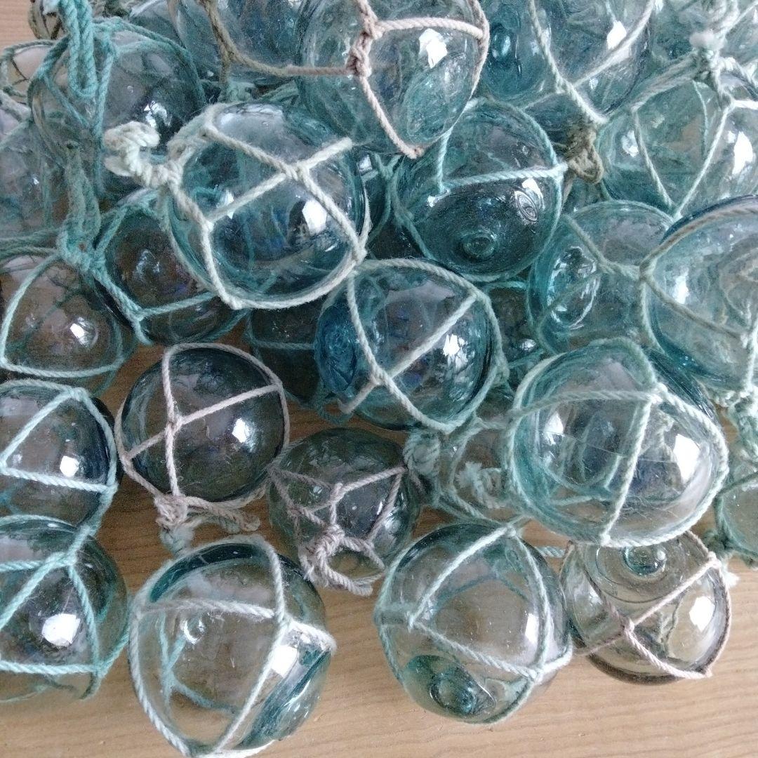 ガラス浮き球　浮き玉　ガラス玉　９１個セット　網紐付き